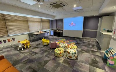 Coworking lounge at Leonardo Hotel Southampton.