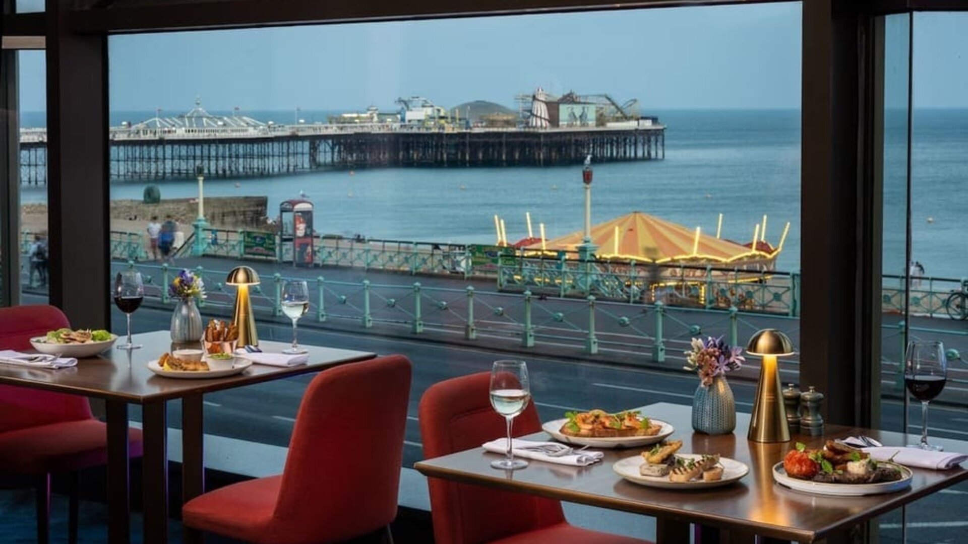 romantic dining area at Leonardo Royal Hotel Brighton Waterfront.