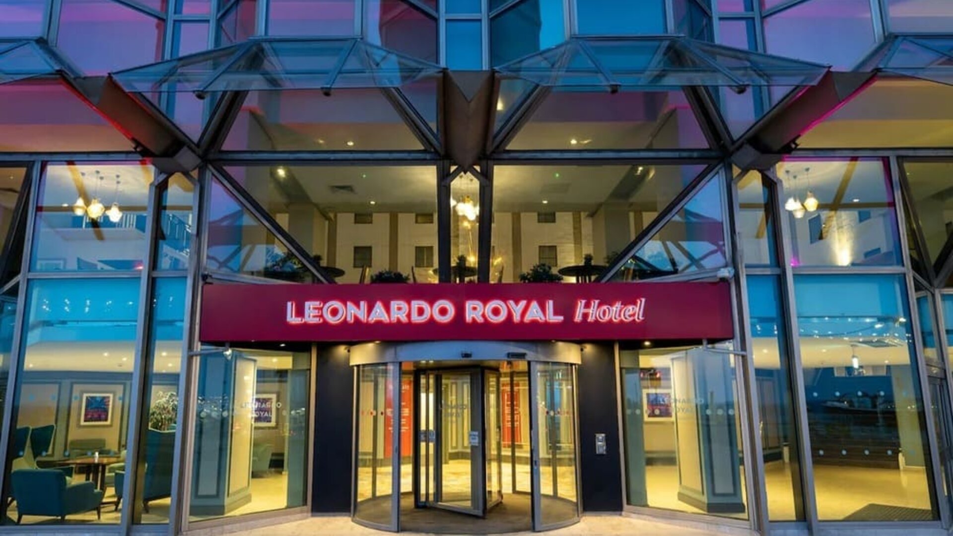 Hotel entrance at Leonardo Royal Hotel Brighton Waterfront.
