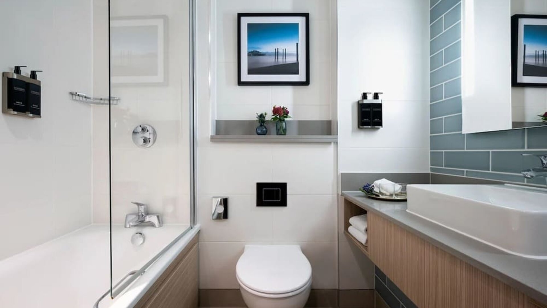 Guest bathroom at Leonardo Royal Hotel Brighton Waterfront.