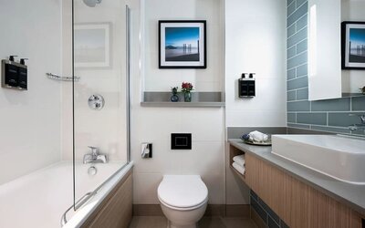 Guest bathroom at Leonardo Royal Hotel Brighton Waterfront.