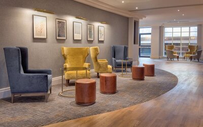 Lobby and coworking lounge at DoubleTree By Hilton Stoke On Trent.