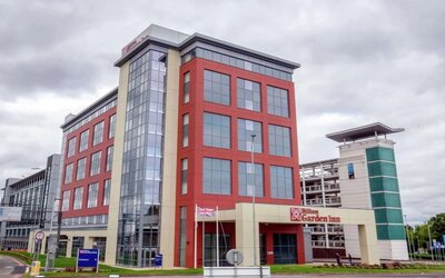 Hotel exterior at Hilton Garden Inn Birmingham Airport.