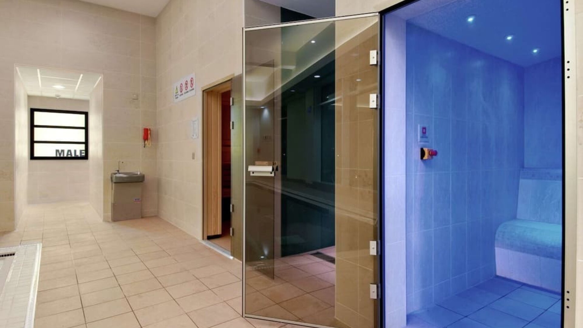 Hotel spa and sauna at the Hilton Reading. 