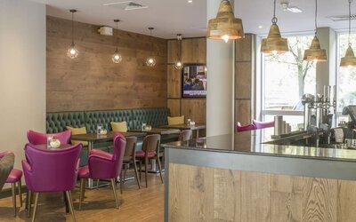 Hotel bar at Hilton Garden Inn Bristol City Centre.