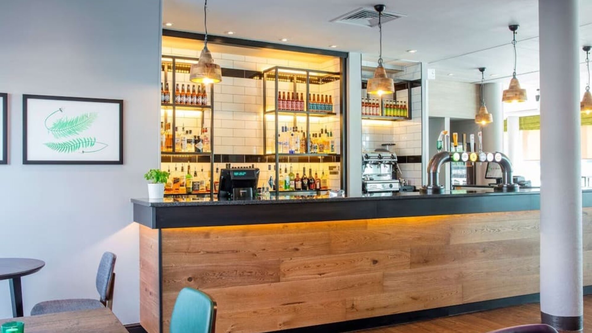 Hotel bar at Hilton Garden Inn Glasgow City Centre.