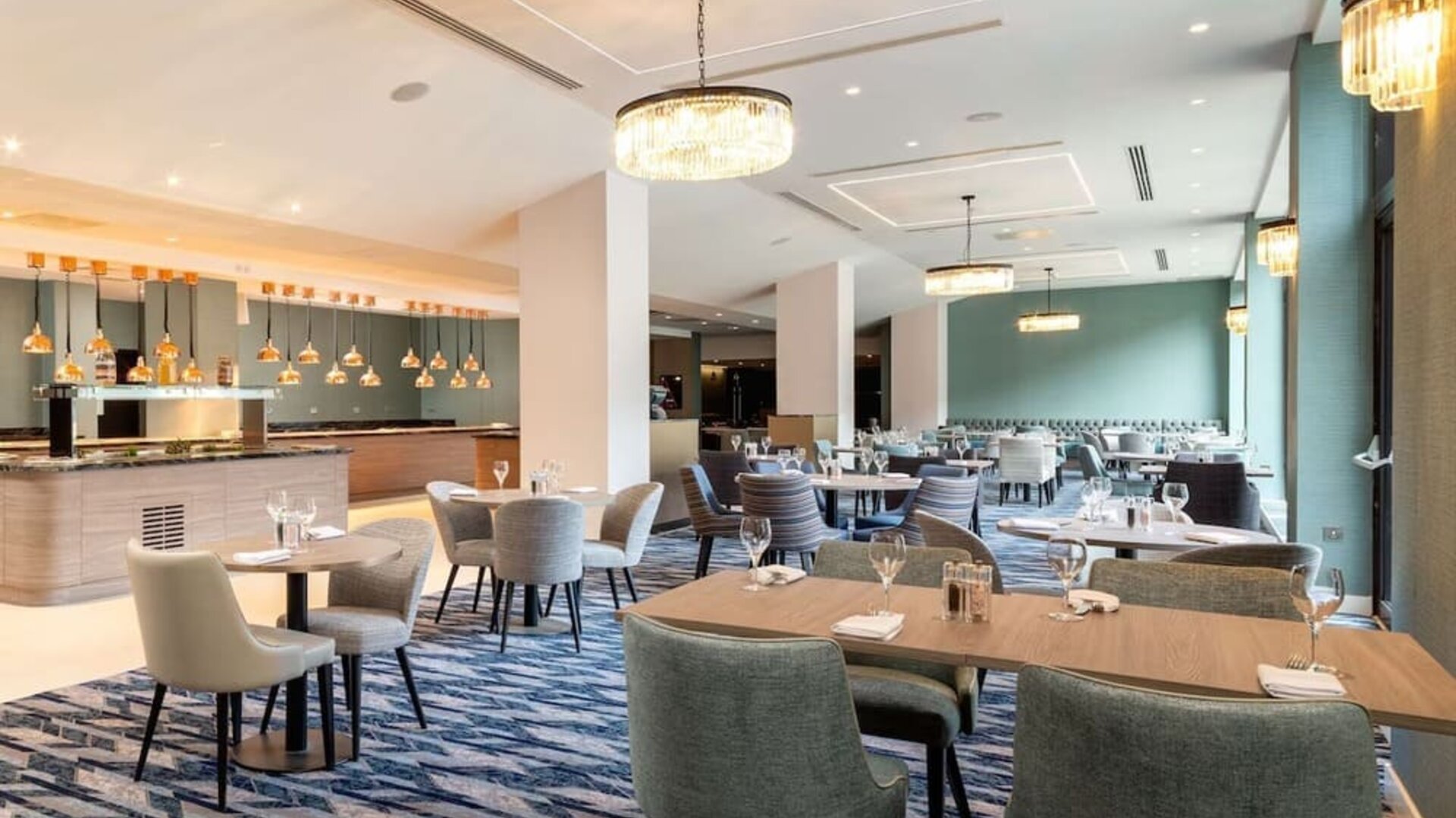 Hotel restaurant at the Hilton London Gatwick Airport.