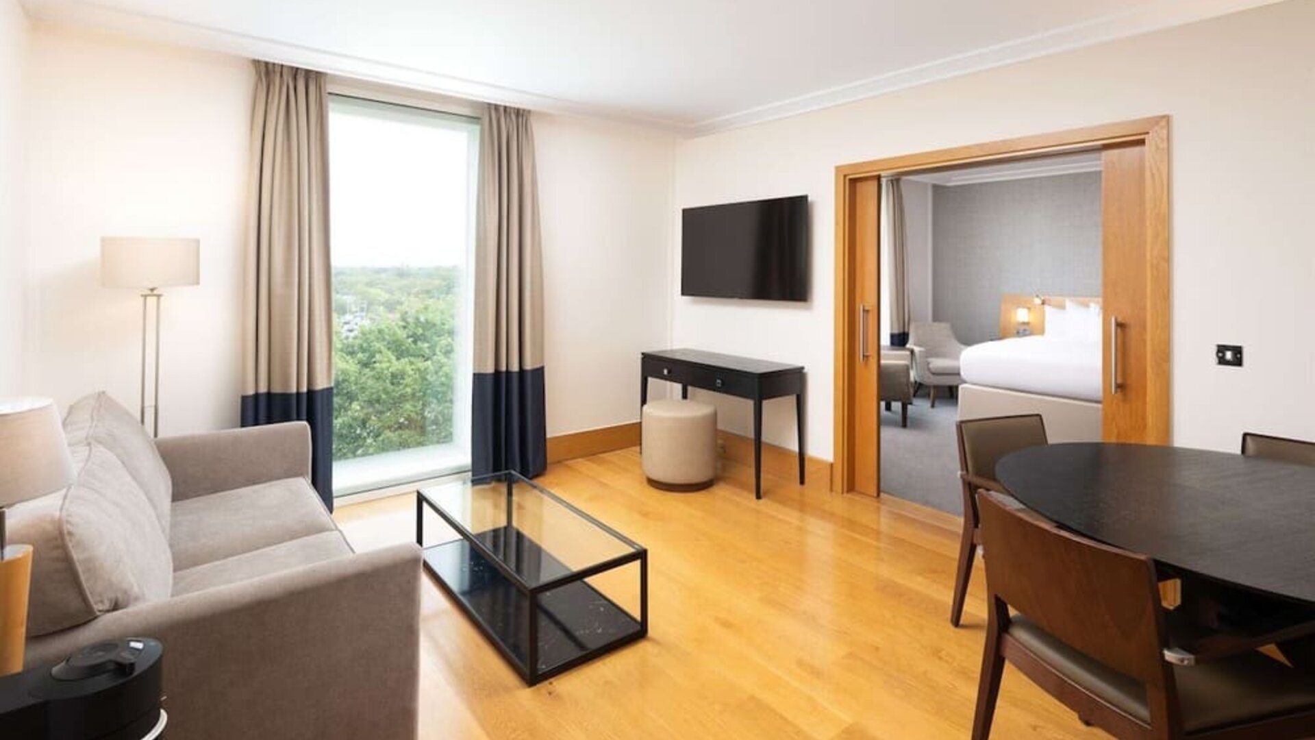 Family day use room with living room at the Hilton London Gatwick Airport.