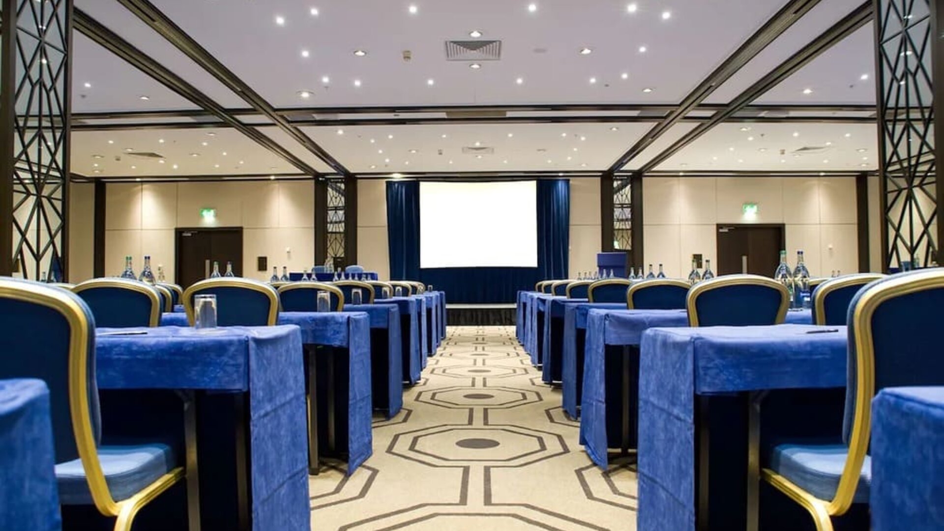 Spacious conference room at the Hilton London Gatwick Airport.