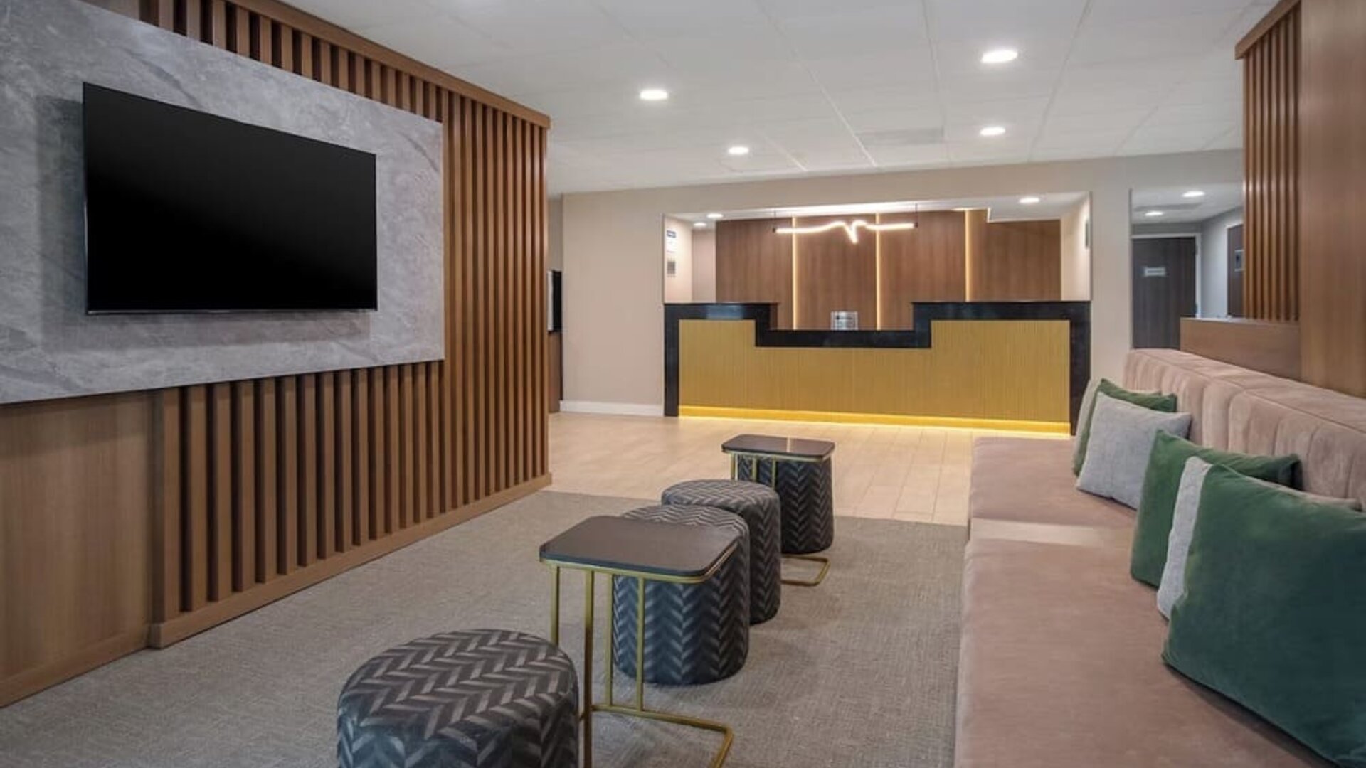 Lobby and coworking space at Best Western Plus Secaucus Meadowlands.