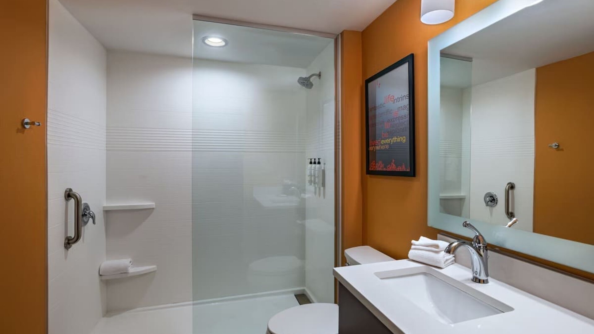 Guest bathroom at TownePlace Suites Edgewood Aberdeen.