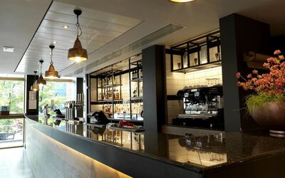 Hotel bar at the Hilton Garden Inn Birmingham Brindleyplace.