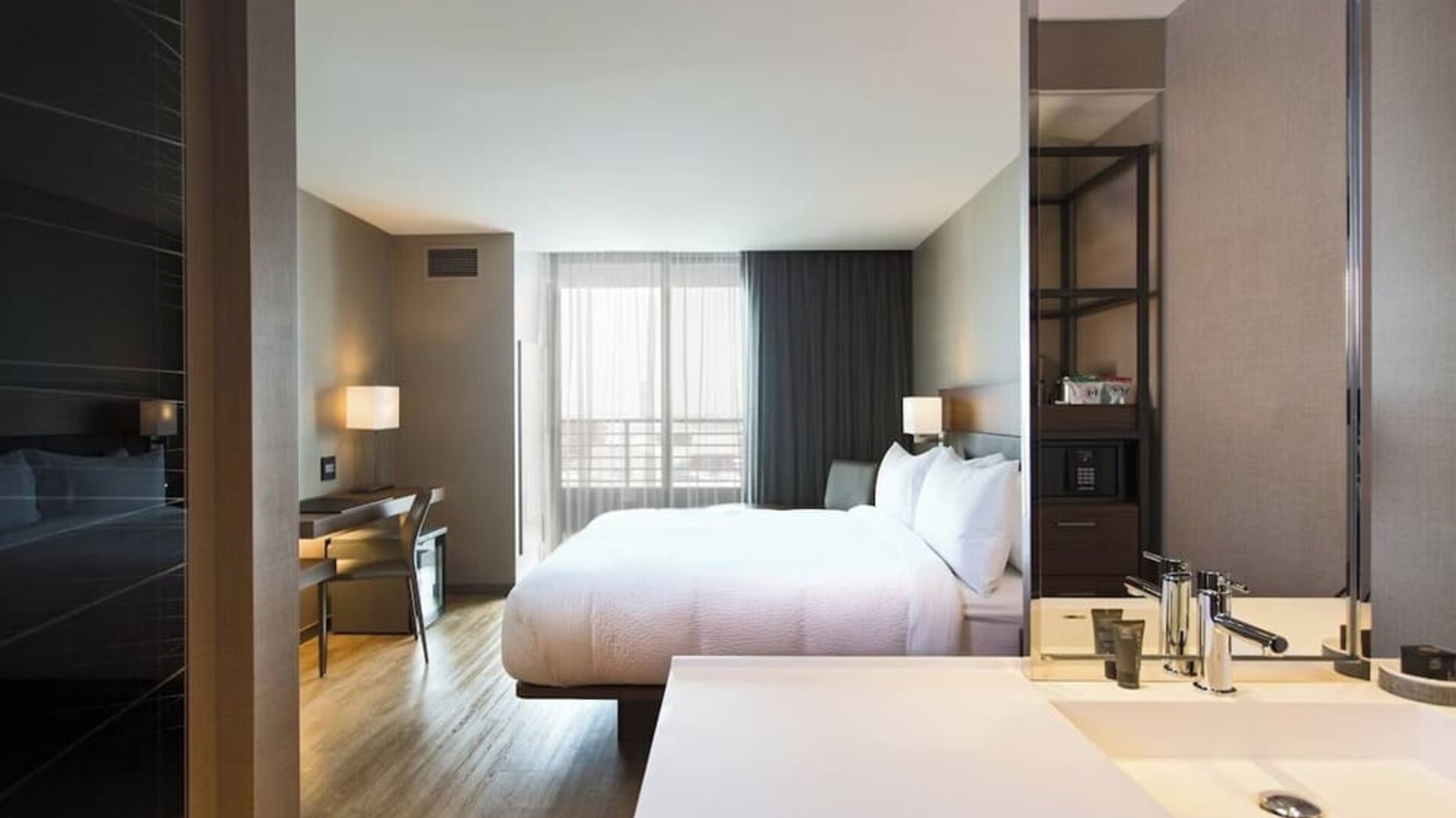 Day use room with work desk at AC Hotel Cincinnati At Liberty Center.