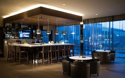 Hotel bar at AC Hotel Cincinnati At Liberty Center.