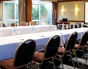 Flexible conference and event space configured for presentations, training sessions, corporate meetings, and special events at Hotel Lafayette.