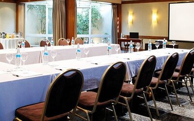 Flexible conference and event space configured for presentations, training sessions, corporate meetings, and special events at Hotel Lafayette.