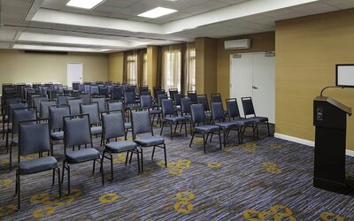 Versatile event space arranged for presentations, seminars, and corporate meetings at Courtyard Riverside UCR/Moreno Valley Area.