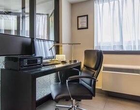 Business center with a desktop computer and printer at Comfort Inn New Glasgow.