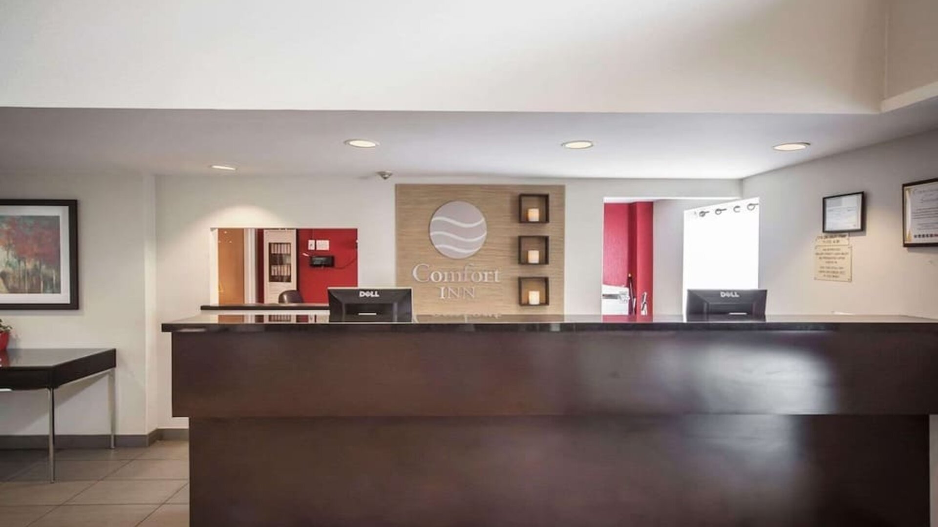 Hotel reception desk at Comfort Inn Edmonton West.