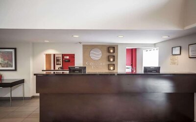 Hotel reception desk at Comfort Inn Edmonton West.