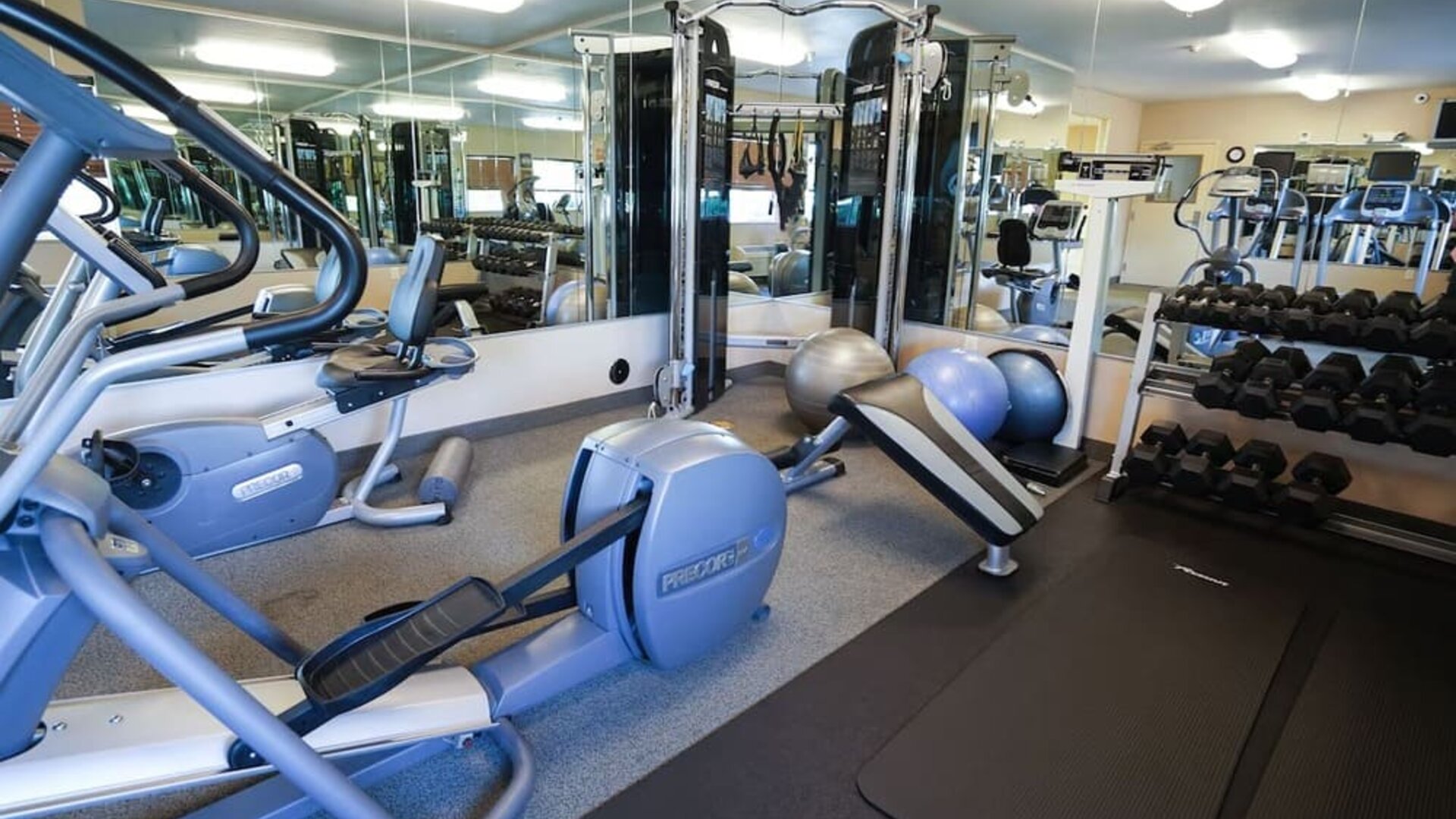 Fully equipped fitness center featuring free weights, strength-training equipment and a variety of cardio machines at Candlewood Suites Boise.