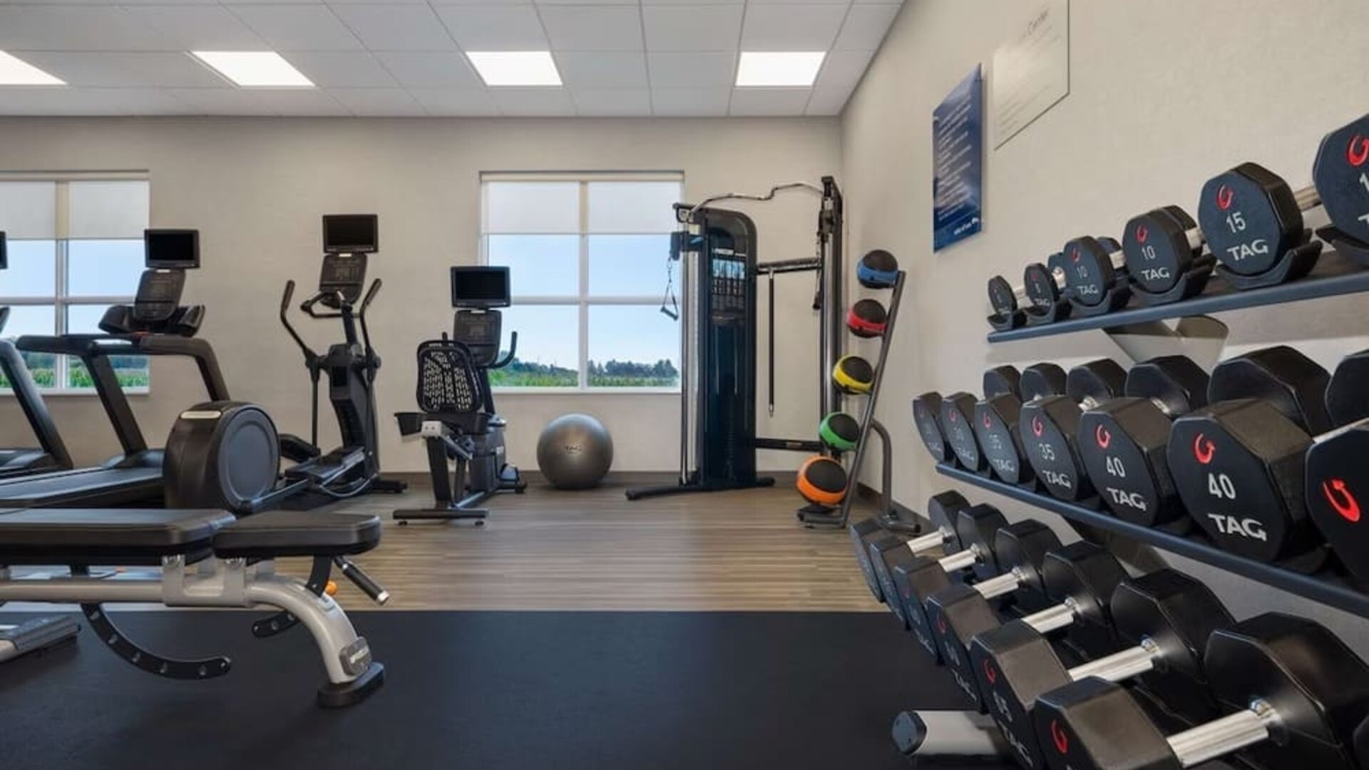 Equipped fitness center with treadmills at Hampton Inn By Hilton Port Hope.
