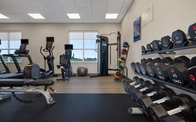 Equipped fitness center with treadmills at Hampton Inn By Hilton Port Hope.