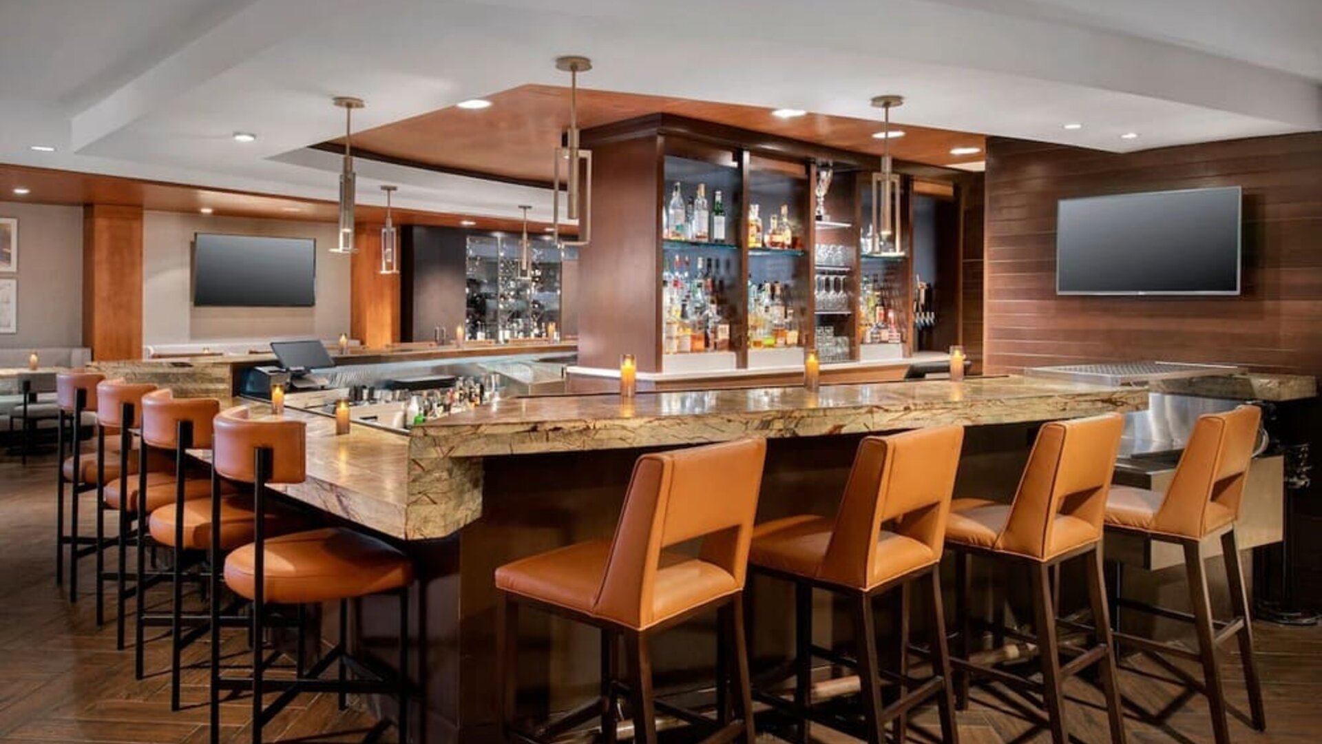Hotel bar at Boston Marriott Burlington.