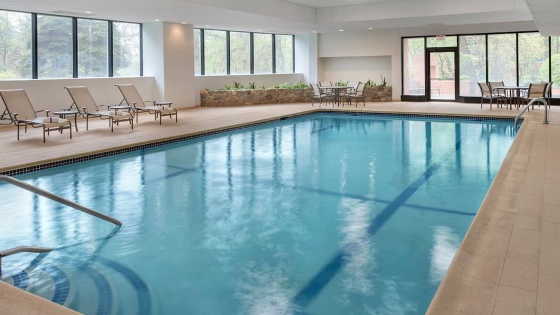 Indoor pool at Boston Marriott Burlington.