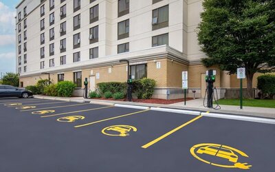 Parking area at Hampton Inn By Hilton Toronto Airport Corporate Centre.
