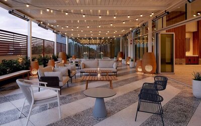 Hotel terrace at Hilton Garden Inn Montreal Midtown.
