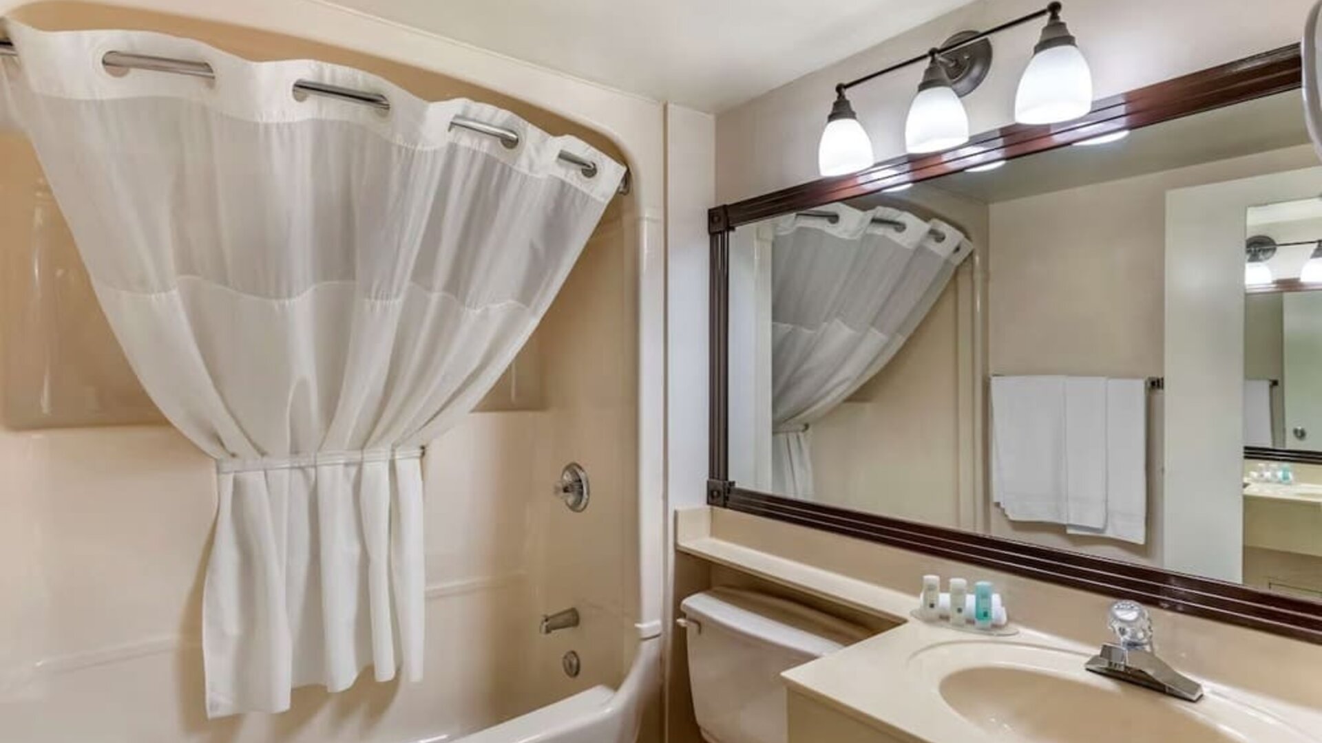 Private guest bathroom at Quality Hotel & Suites Montreal East.