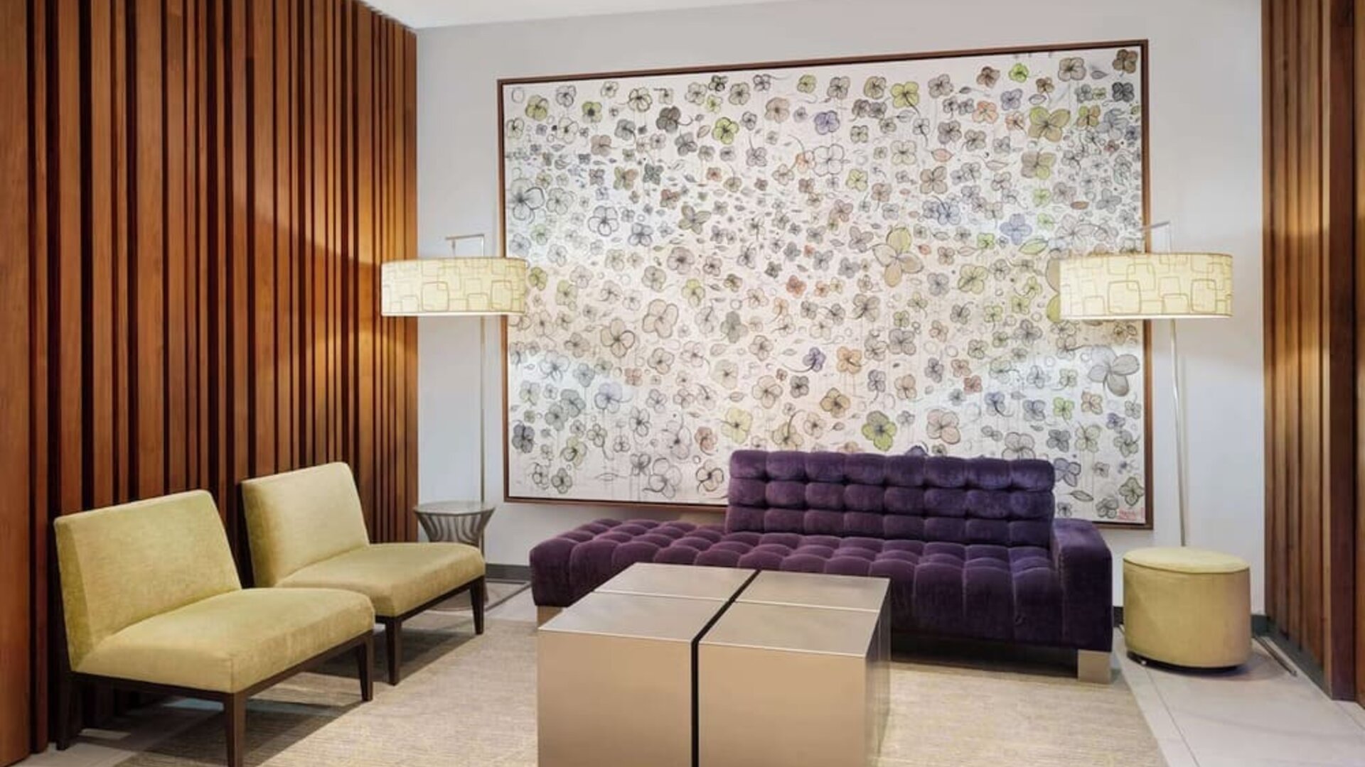 Lobby and coworking lounge at Best Western Premier Herald Square.