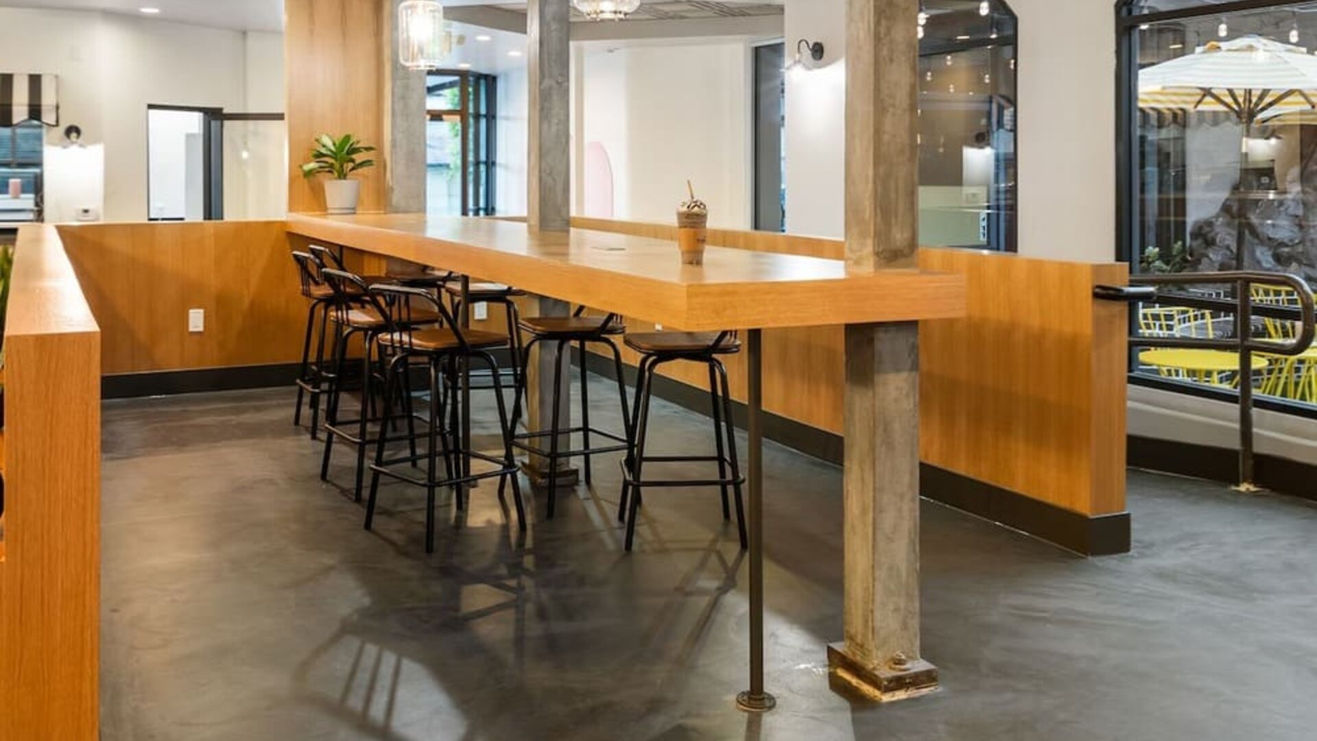 Lobby and coworking lounge at The Live Hotel.