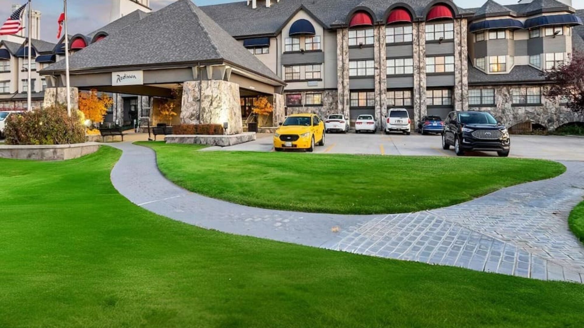 Hotel exterior at Radisson Hotel Salt Lake City Airport.