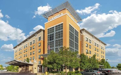 Hotel exterior at Cambria Suites Denver Airport.