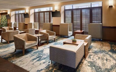 Lobby and coworking lounge at The Westin SFO Airport.