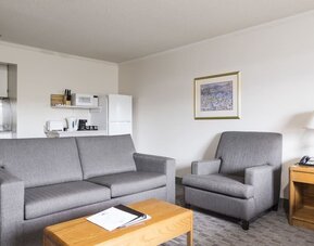 Day use studio suite with living area and in-room kitchen at Mount Peyton Resort & Conference Center.