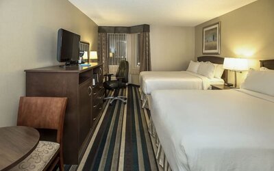Day use twin room with work desk at Holiday Inn Conference Center Edmonton South.