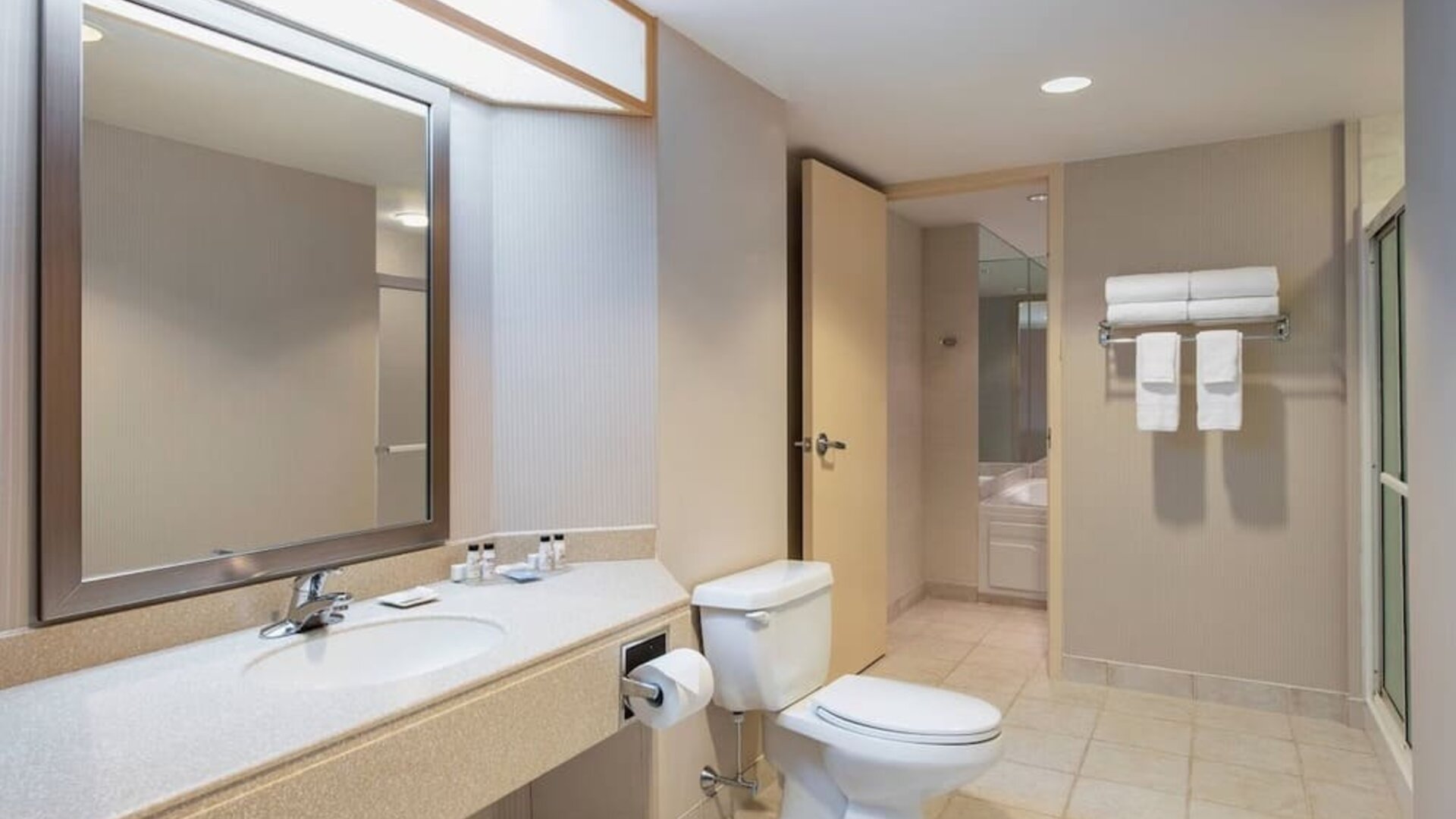 Guest bathroom at Delta St. John's Hotel & Conference Center.