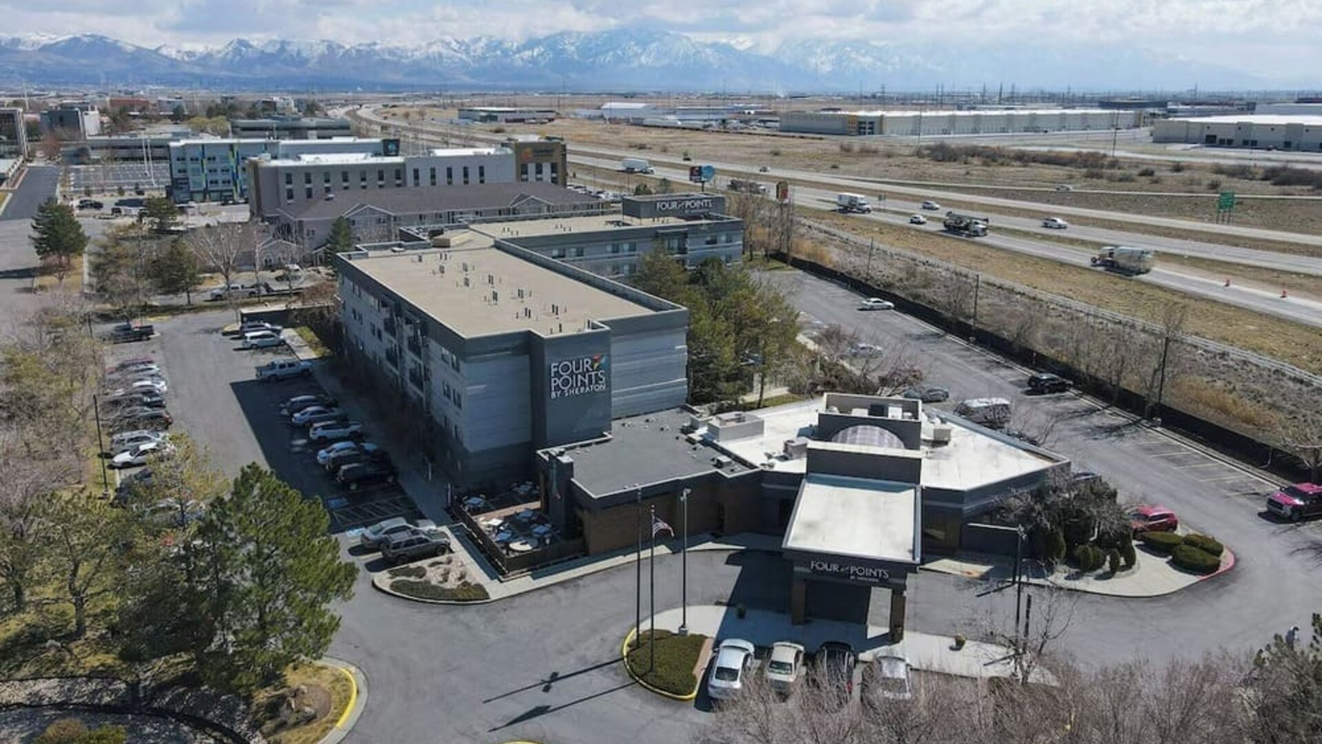 Hotel exterior at Four Points By Sheraton Salt Lake City Airport.