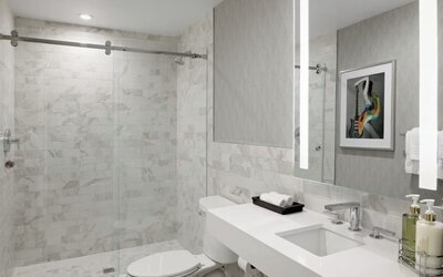 Guest bathroom with shower at Le Parc At Melrose.