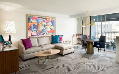 Living area inside day use room at Le Parc At Melrose.