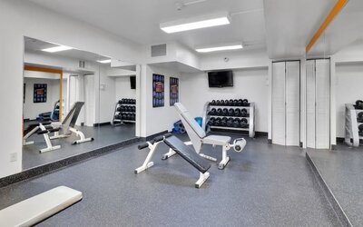 Well equipped fitness center at Holiday Inn Peterborough-Waterfront.