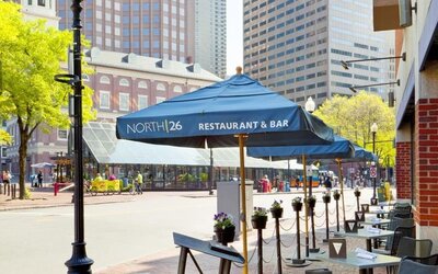 Alfresco dining perfect for coworking at The Bostonian Boston, A Millennium Hotel.