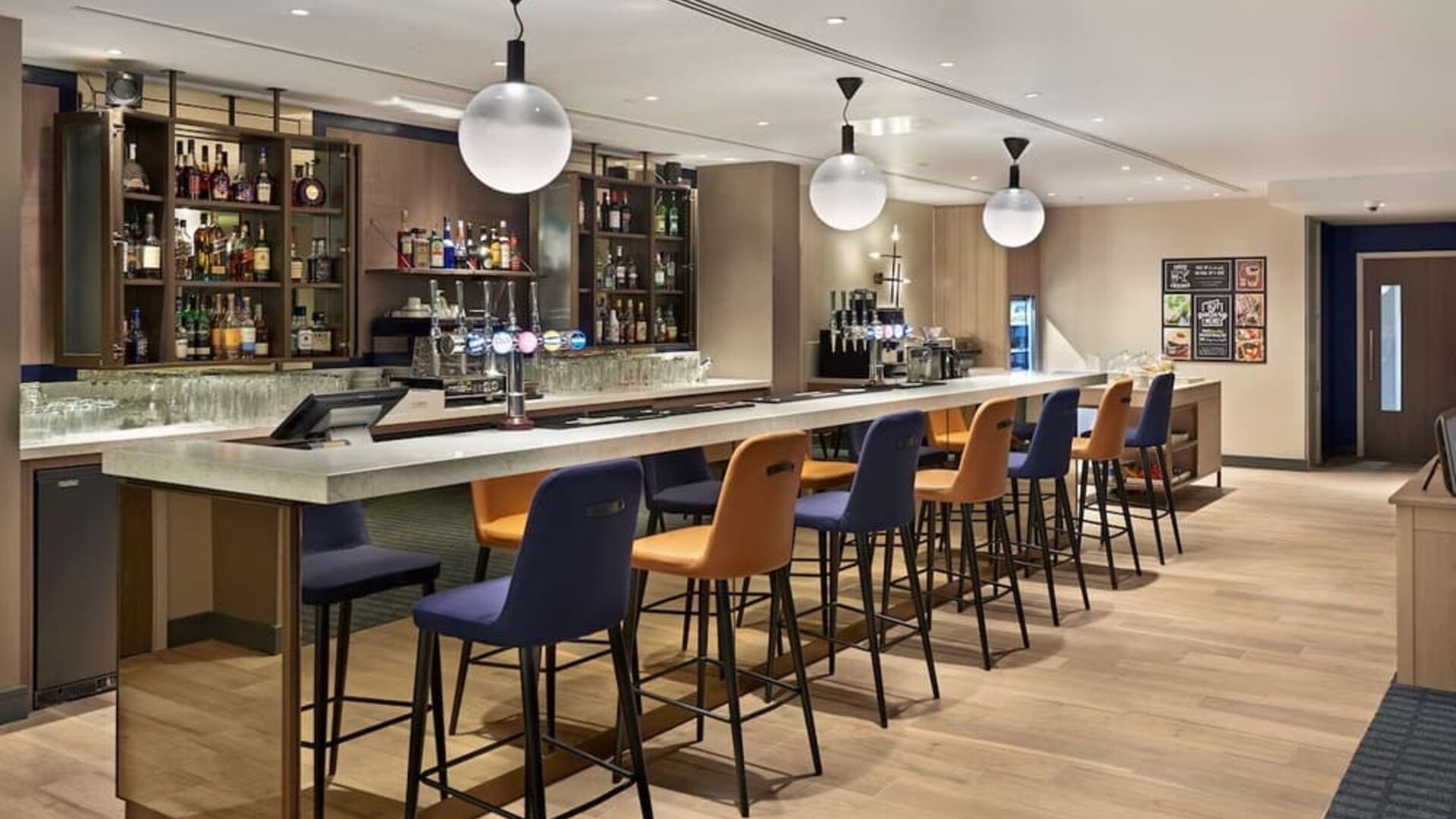 Hotel bar at Hyatt Place London Heathrow Airport.