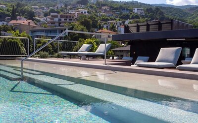 Outdoor seasonal pool at Keight Hotel Opatija.