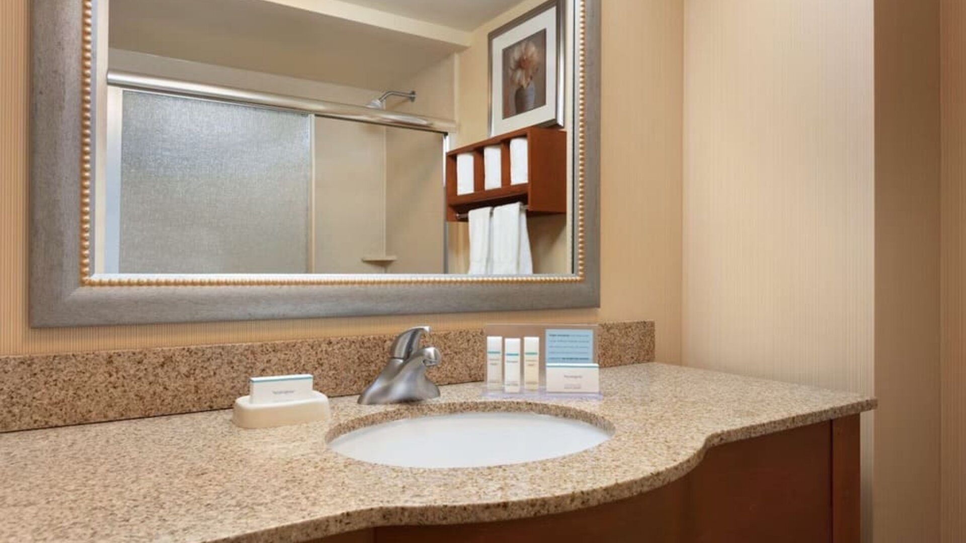 Guest bathroom at Hampton Inn New York - LaGuardia Airport.