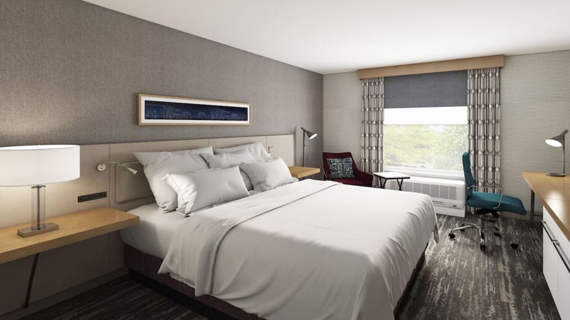 Day use room with natural light at Hilton Garden Inn Queens/JFK Airport.