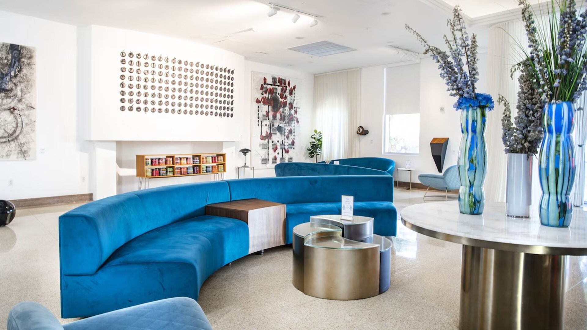 Lobby and coworking lounge at The Sagamore Hotel South Beach.